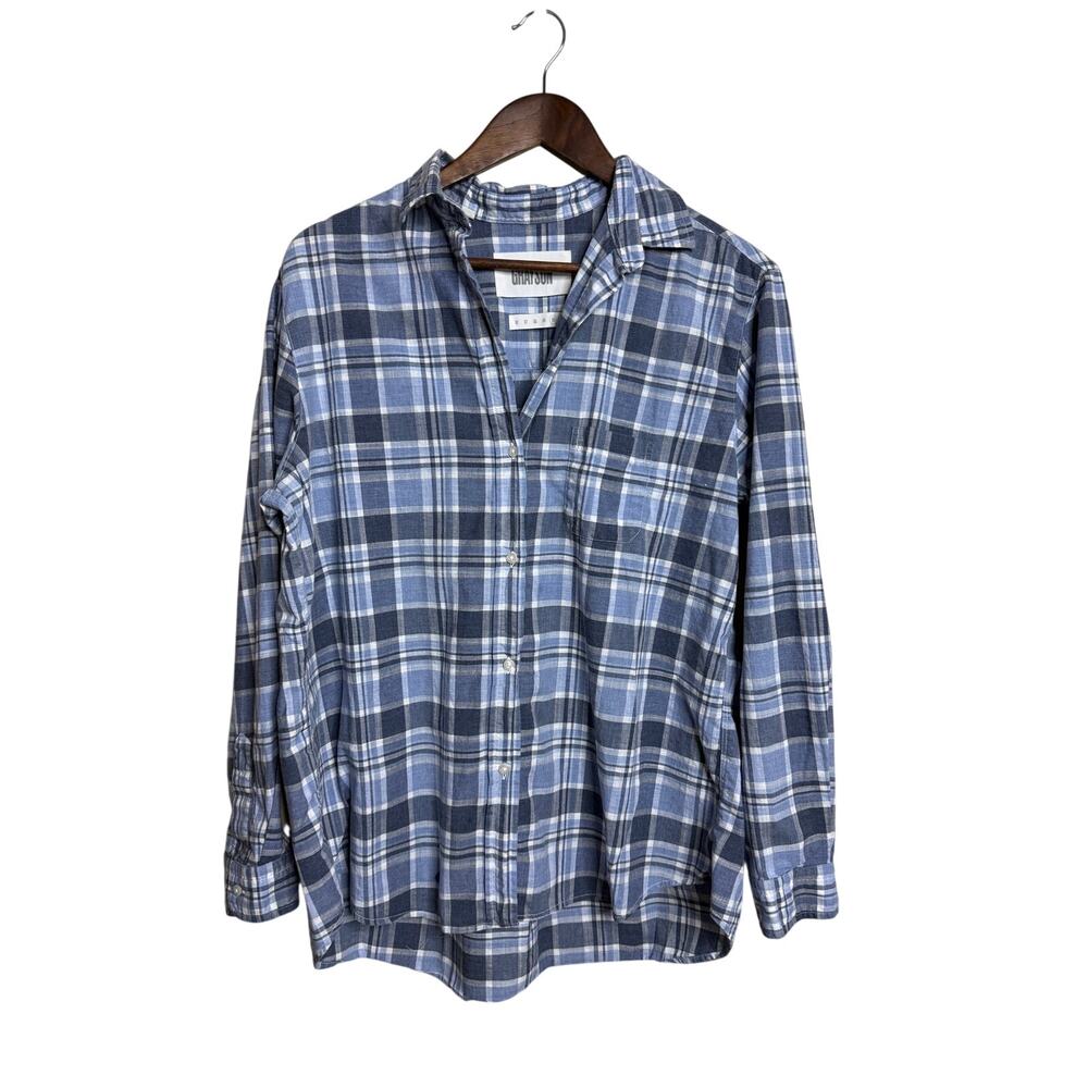 Grayson Frank & Eileen The Hero Blue Plaid Button Down Shirt XL Coastal Preppy